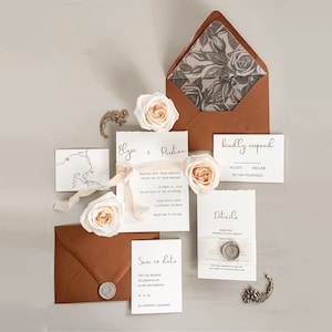 The Elyse Suite - Sample Letterpress Wedding Invitations Letterpress printed wedding invitations semi custom suite