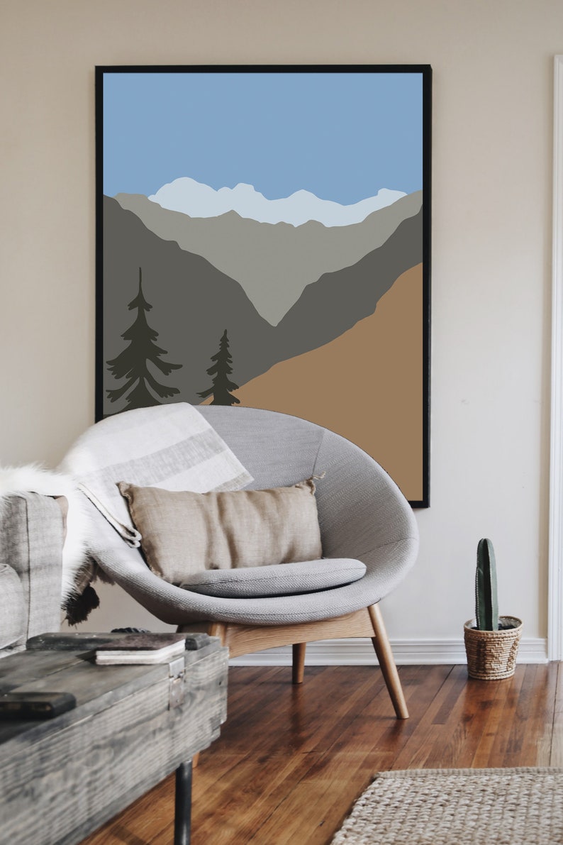 Abstract Landscape Wall Art Set Printable Mid Century Modern Etsy