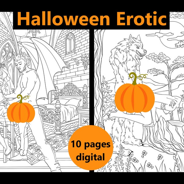 Halloween Erotic Coloring Book For Adults, Fantasy Sex Coloring Pages, Adult Coloring Book Printable, Naughty coloring book