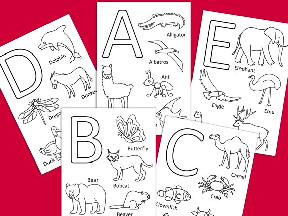 Alphabet Coloring Pages for Kids Animal Coloring Book - Etsy Alphabet Coloring Pages for Kids Animal Coloring Book - Etsy