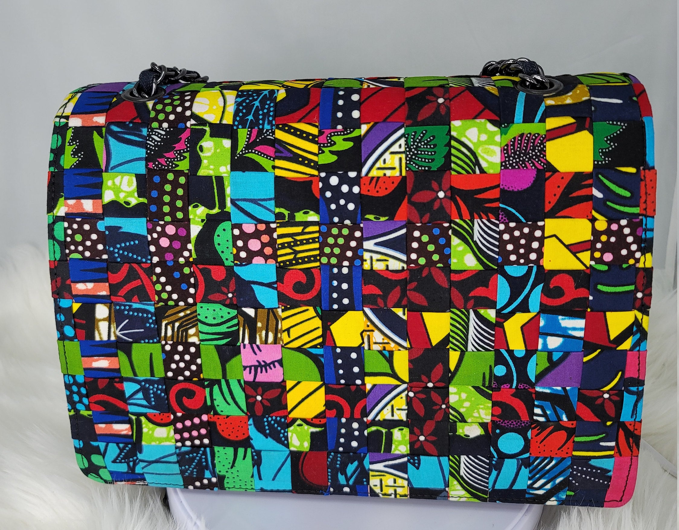 African Woven Shoulder Bag / Purse Made With African Print Etsy UK