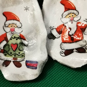 Christmas hanging decorations made from oyster shells. Set of 4.