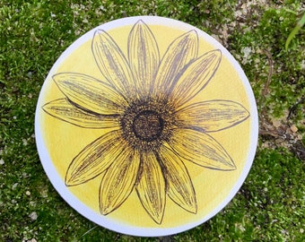 Beach Sunflower Sticker | Cucumber Leaf Sunflower Wildflower Cottagecore Florida Botanical Illustration Vinyl Laptop Decal