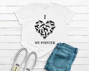 English Pointer, Wirehaired Pointer, German Shorthaired Pointer - I Heart My Pointer Unisex Shirt - GSP Mom shirt, GSP Dad, Dog Mom Shirt