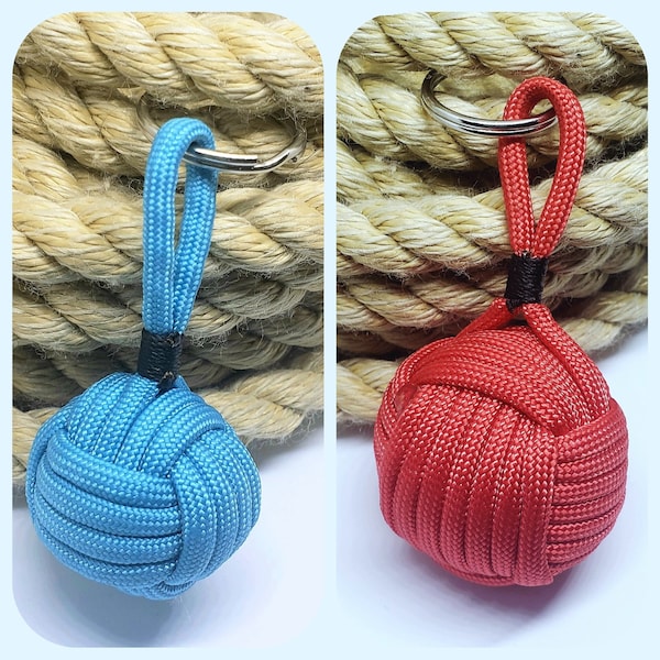 Porte-clés corde nautique personnalisé - Porte-clés en paracorde avec noeud de poing de singe - Porte-clés bateau coloré - Cadeau pour marin ou plaisancier