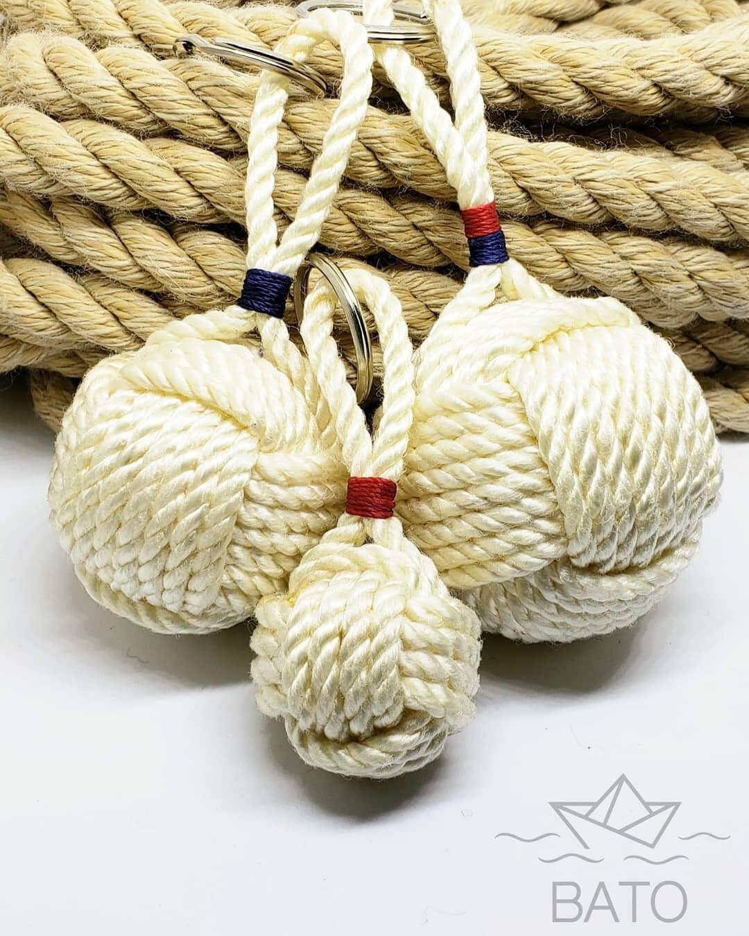 Nautical Rope Key Sizes Classic Nautical Rope Keychain - Monkey Fist Knot Keyring - Boat Key ...