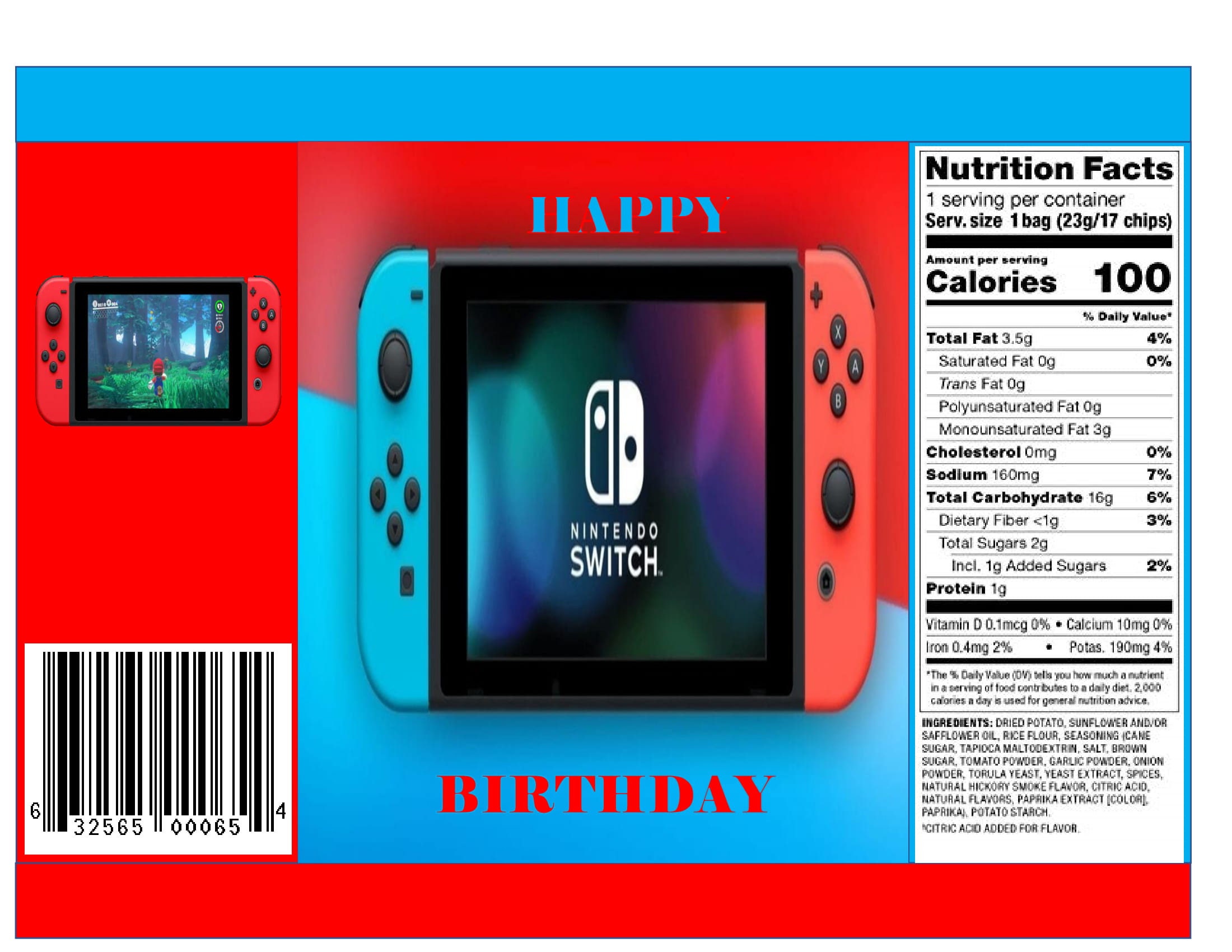 Nintendo Switch Chip Bag Wrapper Etsy