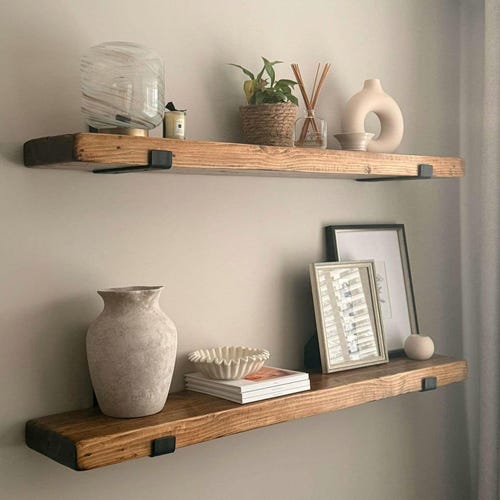 Estantería de madera maciza reciclada / Estantería de tablones de andamio de 6 cm reciclados / Ecológica y hecha a medida
