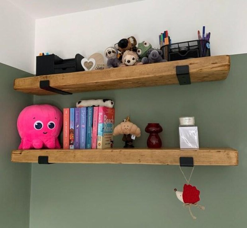 Rustic Industrial Wall Shelf | Reclaimed Scaffold Board | 6cm Thick | Handmade Custom Sizes | Solid Wood image 8