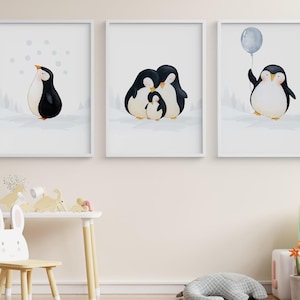 3er Set Kids Style Home Decor. Pinguin-Wand-Druck. Baby Junge Wandkunst.