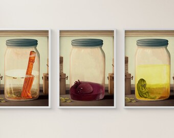 The Last Pickle Poster. Set Of 3 Signed Fine Art Print. Room Art Print Decor.