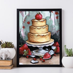 Kuchen Wand Kunst Druck. Kinderzimmer Aquarell Illustration süsses Dekor.