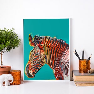 Póster de Grevy's Zebra de 1983. Impresión de ilustración famosa y de moda. Pintura para la decoración de la pared del hogar.