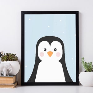 Poster per la cameretta dei bambini. Stampa di pinguini. Arte murale per neonati. Decorazione per la casa in stile bambini.