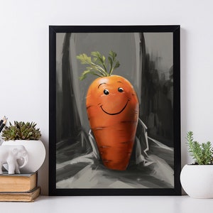 The Carrot Fine Art Print - Signierte Leinwand Wand Dekor - Einzigartiges Kunstwerk für Küche oder Zimmer.