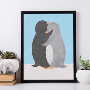 Stampa di pinguino in stile bambini. Decorazione murale per neonato.