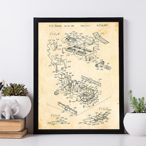 Detailed Blueprint Of Airplane Invention For Aeronautics Enthusiasts and Collectors Poster. Vintage Aviation Patent Print.