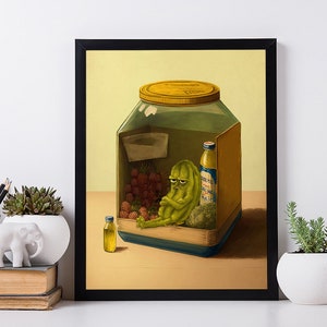 Poster The Last Pickle. Signierter Kunstdruck. Vintage Raumdekor. Die letzte Essiggurke.