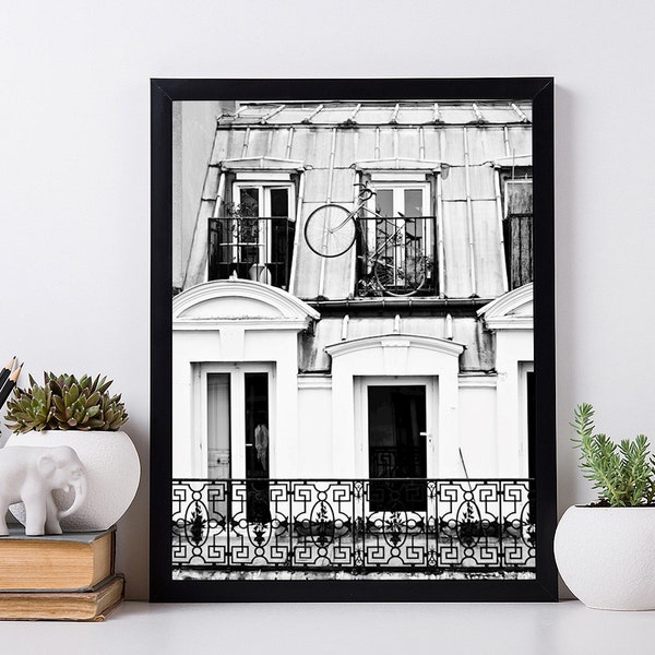 Parisian Home, Poster, Window View, Photo Print, Paris Art Print, Paris Decor, Large Wall Art, Vintage Poster, Retro Art, Black and white,