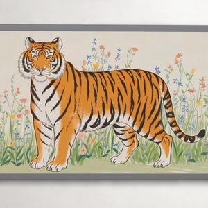 Stampa artistica di tigre portafortuna, decorazione luminosa per la casa, illustrazione di animali, decorazione murale per cucina, camera da letto, soggiorno, ufficio, regalo di inaugurazione della casa.