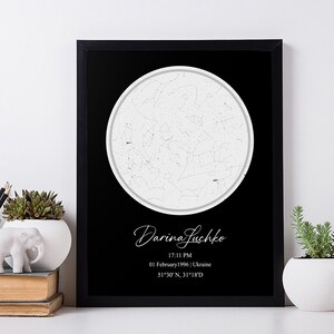 Sternenkarte Poster Schwarzweiß, Nachthimmel Poster, Konstellationsdruck, Geschenk zum Jahrestag, Geschenk für Sie oder Ihn