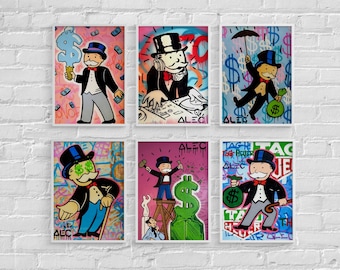 Painting Famous Illustration Wall Art Print Decor. Set Of 6 Fashionable Living Room Decor.