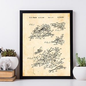 Vintage Aviation Patent Print. Detailed Blueprint Of Airplane Invention For Aeronautics Enthusiasts and Collectors Poster.