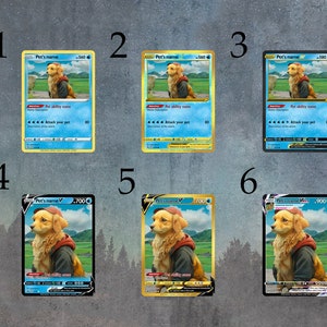 Cartes personnalisées PokePets. Affiche de l'élément eau. Amateurs de cadeaux et amoureux des animaux. Pokecard numérique pour animaux de compagnie. Art mural anime pour elle et lui.