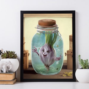 Böse Zwiebeln Poster. Signierter Kunstdruck. Vintage Raum Druck Art Decor Auf Leinwand.