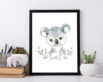 Koala Nursery Print, Australian Animal Print Baby Nursery Art Decor A3 ...