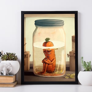 Poster Die letzte Karotte. Signierter Kunstdruck. Vintage Raum Dekor Auf Leinwand.