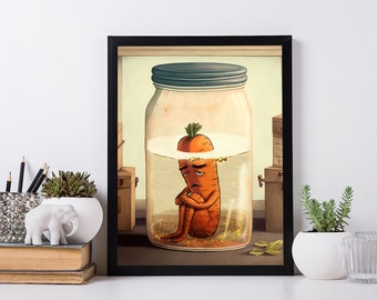 The Last Carrot Poster. Signed Fine Art Print. Vintage Room Print Decor On Canvas.