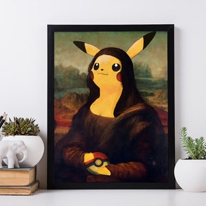 Cartoon Mona Lisa Poster. Pop Illustration Painting Print Wall Art.