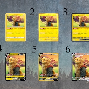 Cartes personnalisées PokePets. Affiche de l'élément électrique. Amateurs de cadeaux et amoureux des animaux. Pokecard numérique pour animaux de compagnie. Art mural anime pour elle et lui.