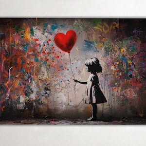 Banksy Canvas Print Art, Banksy Red Balloon Girl, Banksy Pop Art Wall Art Graffiti Wall Art, Street Art Banksy Print, Modern On Canvas.
