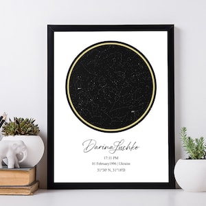 Custom Star Map Print, Night Sky Print, Anniversary Gift, Star Map Poster, Wedding Gift, Constellation Print, Newborn, Personalised Gift