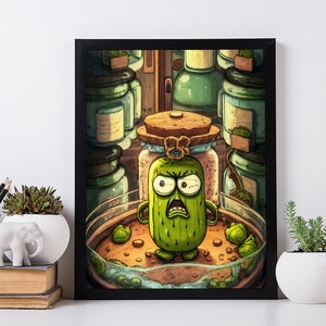 Vintage Raum Druck Art Decor. Poster The Last Pickle. Signierter Kunstdruck. The Last Evil Cucumber Wandposter.