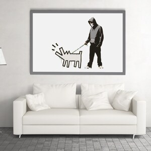 Painting Famous Dog Illustration Wall Art Room Decor. Fashionable Living Print On Stretched Canvas.