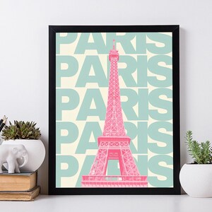 Pop Art Paris Print, Paris Art Print, Paris Decor, Large Wall Art, Vintage Poster, Retro Wall Art Decor On Stretched Canvas.