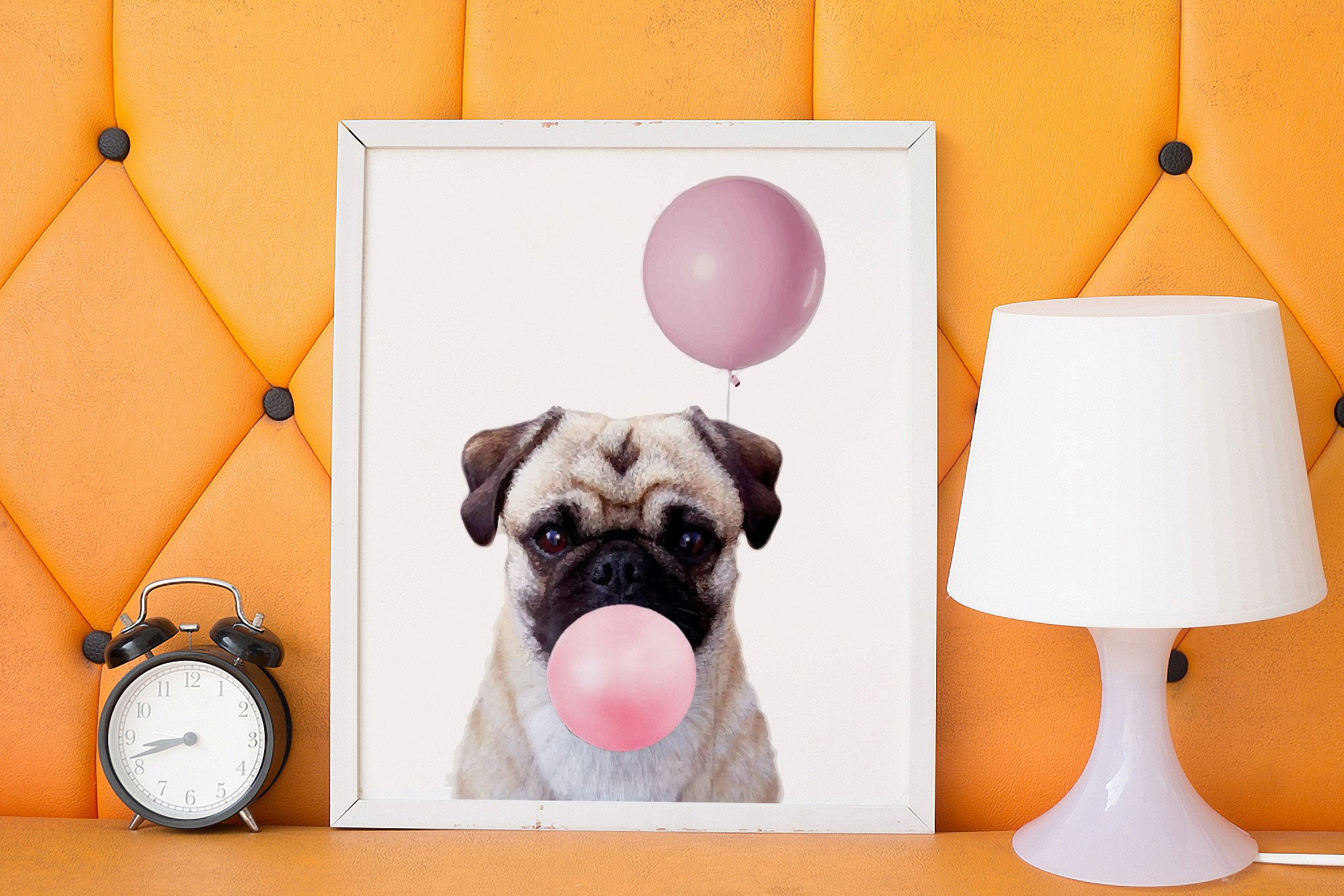 Mops Welpen Blase Kaugummi Wandkunst Tier Druck Mops Welpen Etsy