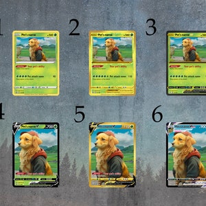Cartes personnalisées PokePets. Affiche d'élément d'herbe. Amateurs de cadeaux et amoureux des animaux. Pokecard numérique pour animaux de compagnie. Art mural anime pour elle et lui.