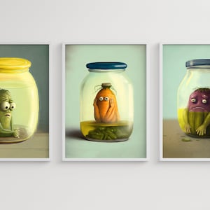 Poster The Last Pickle. Signierter Kunstdruck. 3er Set Raum Drucke Decor.