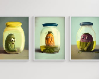 The Last Pickle Poster. Signed Fine Art Print. Set Of 3 Room Print Decor.