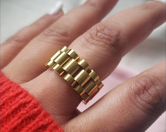 18K Gold Plated timepiece ring | minimal | mothers day | gifts for her | stainless steel gold ring | brands | gifts | gift for mom | sale