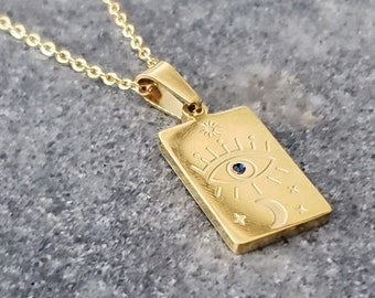 18K GOLD Evil eye necklace, Eye charm necklace, Dainty Evil Eye Necklace, Christmas gifts, Gifts, Gold Evil Eye Necklace, WATERPROOF Jewelry