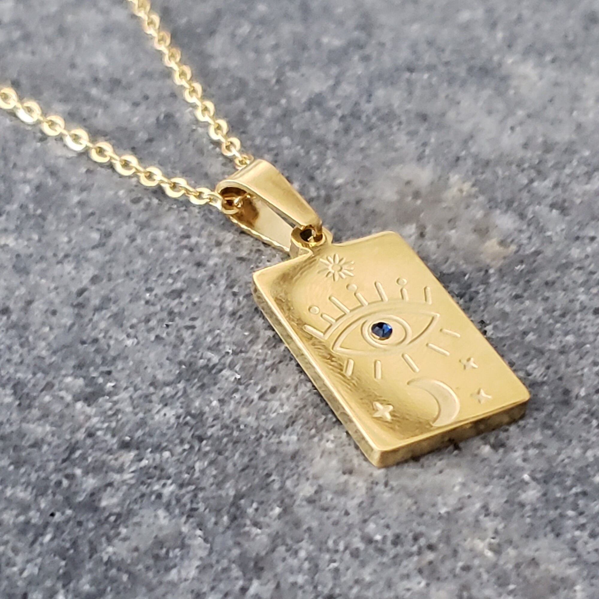 18K GOLD Evil Eye Necklace Eye Charm 