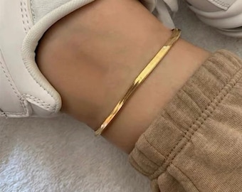 Herringbone Anklet Bracelet| Delicate Anklet Bracelet| Snake Anklet Bracelet| Gold Chain Anklet Bracelet | gifts