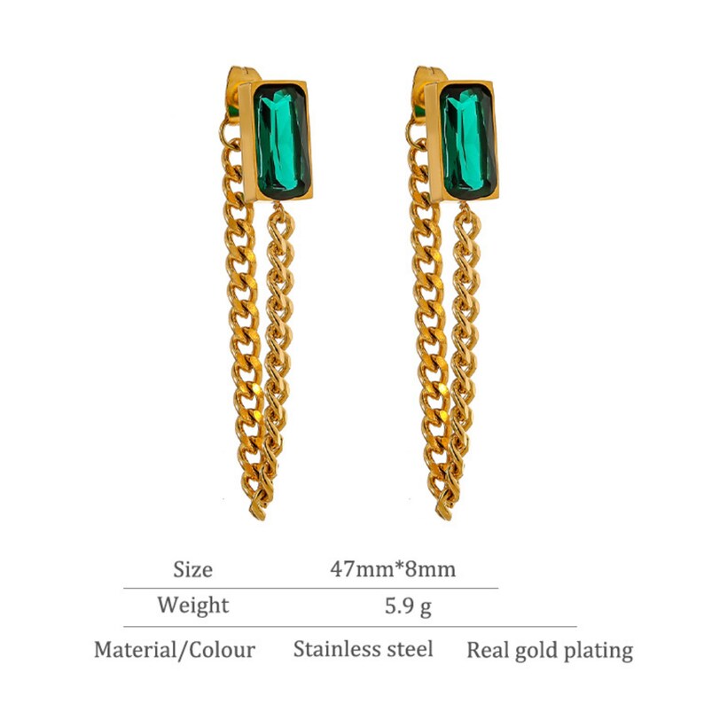 18 gold plated earrings Green Statement Gold Earring Gold and Green huggie earrings green emerald gift for her earrings dainty image 4