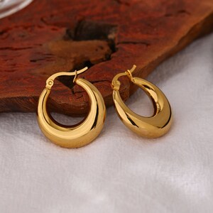 Thick Chunky Hoop Earrings, Modern Hoops, Chunky Hoops, gold plated Earrings, 18k Gold Hoops, Thick Chunky Gold Hoops, Simple Thick Hoops