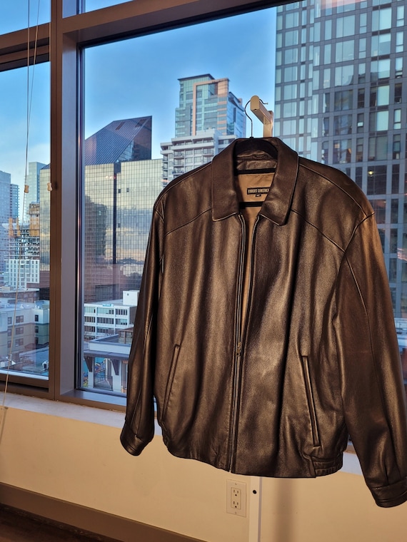 Oversized vintage leather jacket